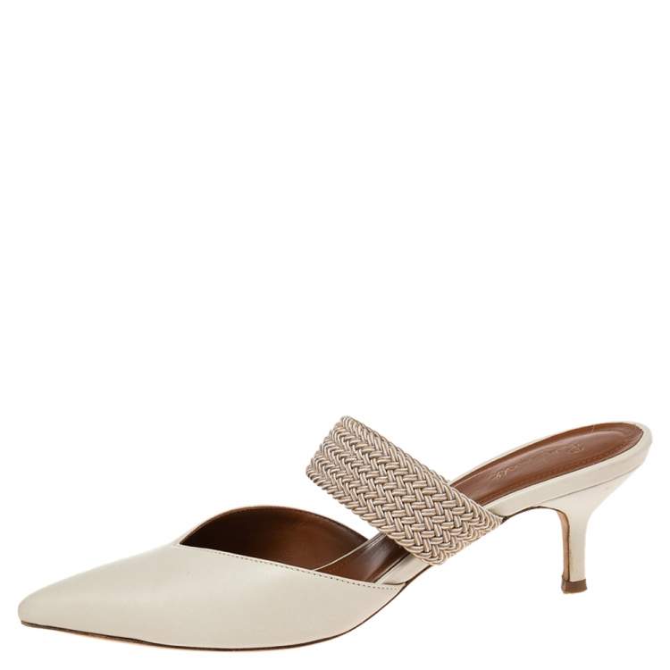 Pre Owned Malone Souliers Cream Leather And Canvas  Maisie Sandals Size 39