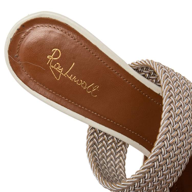 Pre Owned Malone Souliers Cream Leather And Canvas  Maisie Sandals Size 39