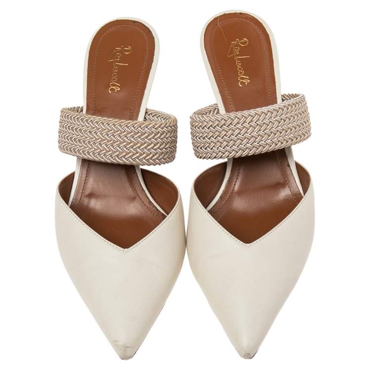 Pre Owned Malone Souliers Cream Leather And Canvas  Maisie Sandals Size 39