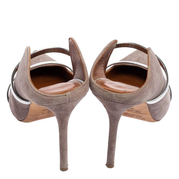 Pre Owned Malone Souliers Grey Suede Maureen Pointed Toe Mule Sandals Size 40