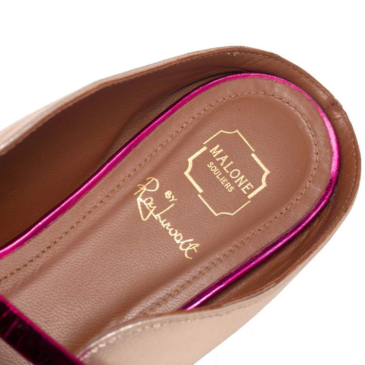 Pre Owned Malone Souliers Metallic Bronze Leather Maureen Flats Size 37