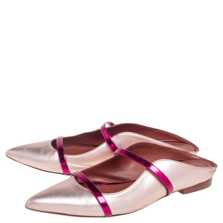 Pre Owned Malone Souliers Metallic Bronze Leather Maureen Flats Size 37