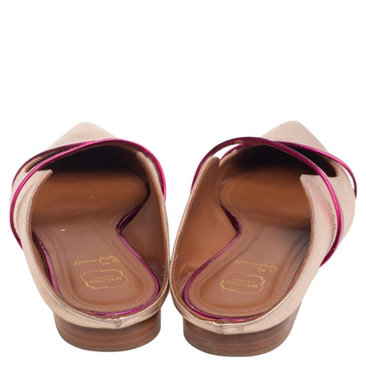 Pre Owned Malone Souliers Metallic Bronze Leather Maureen Flats Size 37