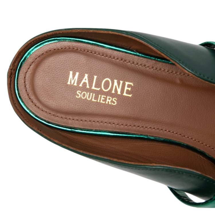 Pre Owned Malone Souliers Green Leather  Maureen Flats Size 37