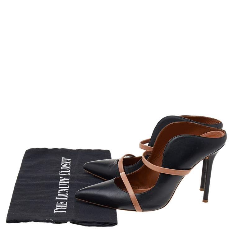 Pre Owned Malone Souliers Black/Beige Leather Maureen Sandals Size 38