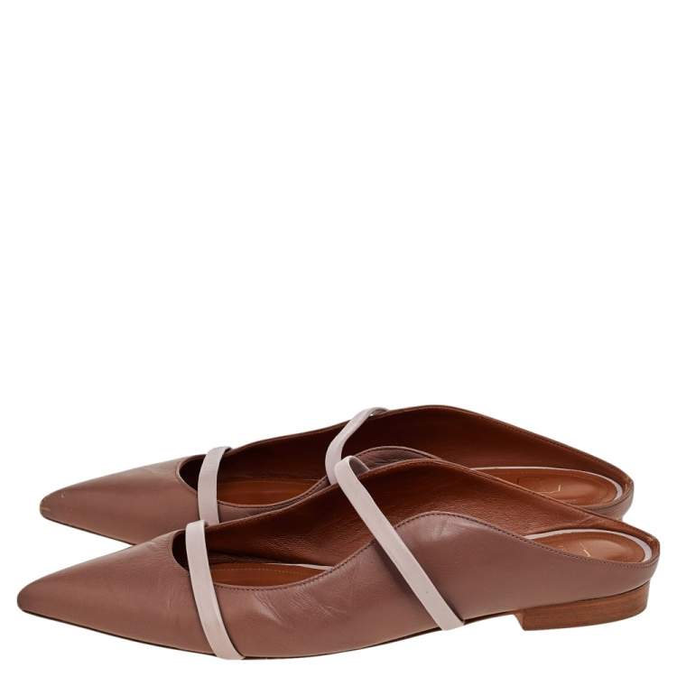 مملوكة مسبقًا Malone Souliers Old Rose Leather Maureen Flats Size 38