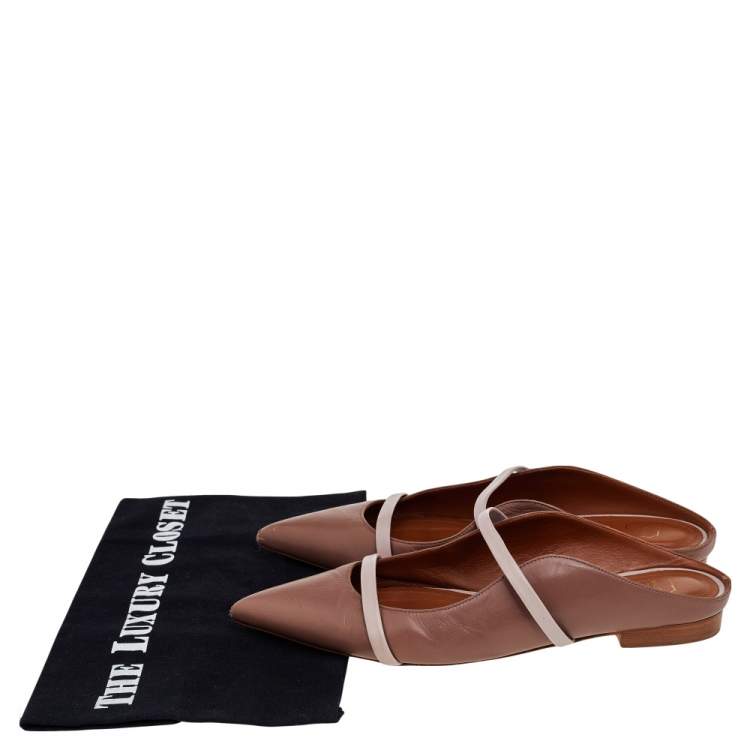 مملوكة مسبقًا Malone Souliers Old Rose Leather Maureen Flats Size 38