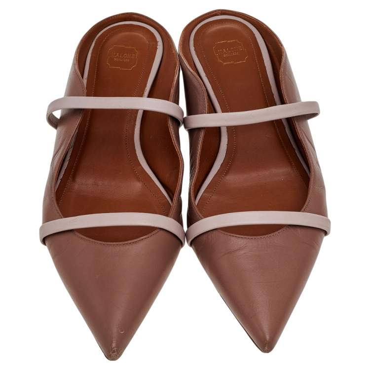 مملوكة مسبقًا Malone Souliers Old Rose Leather Maureen Flats Size 38