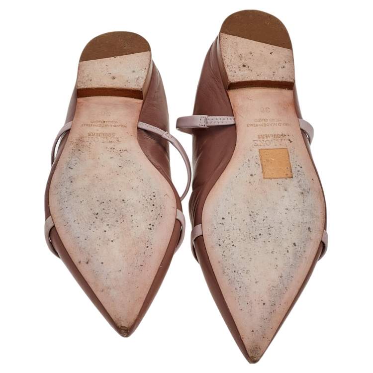 مملوكة مسبقًا Malone Souliers Old Rose Leather Maureen Flats Size 38