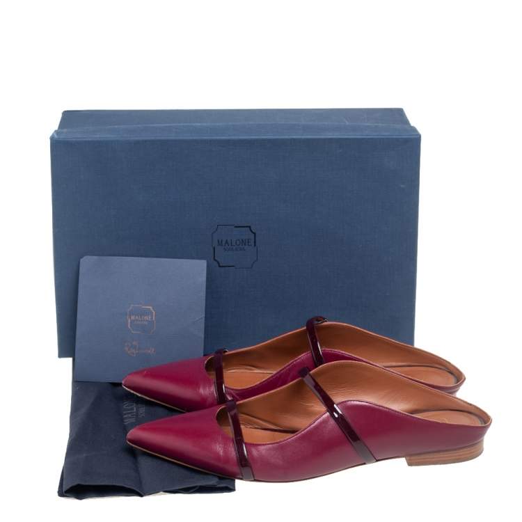 Pre Owned Malone Souliers Purple Leather Maureen Flats Size 40