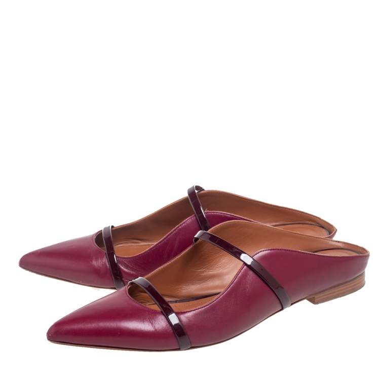 Pre Owned Malone Souliers Purple Leather Maureen Flats Size 40