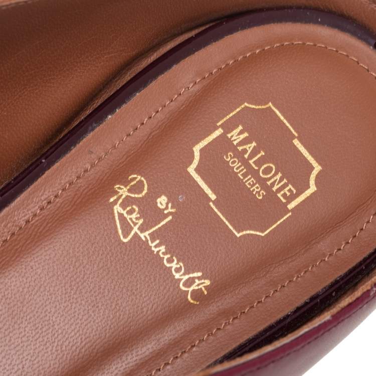 Pre Owned Malone Souliers Purple Leather Maureen Flats Size 40