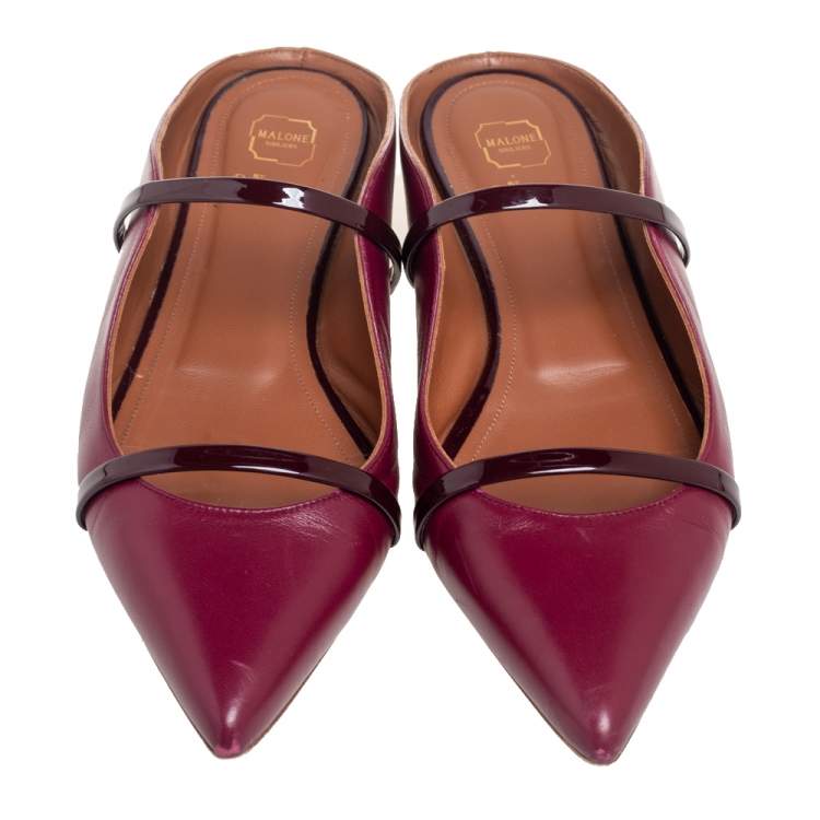 Pre Owned Malone Souliers Purple Leather Maureen Flats Size 40