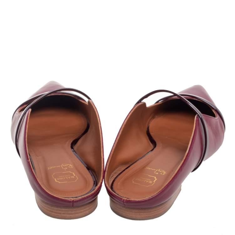 Pre Owned Malone Souliers Purple Leather Maureen Flats Size 40