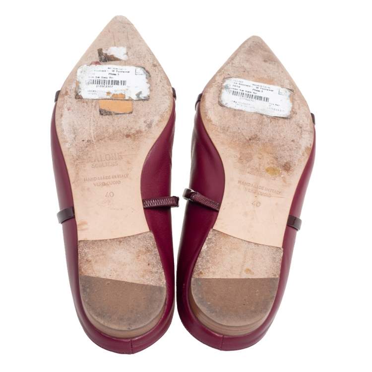 Pre Owned Malone Souliers Purple Leather Maureen Flats Size 40