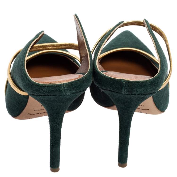مملوكة مسبقًا Malone Souliers Green Suede Maureen Pointed Toe Mules Size 37.5