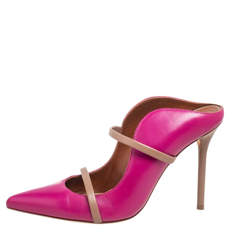 Pre Owned Malone Souliers Pink Leather Maureen Mule Sandals Size 38.5