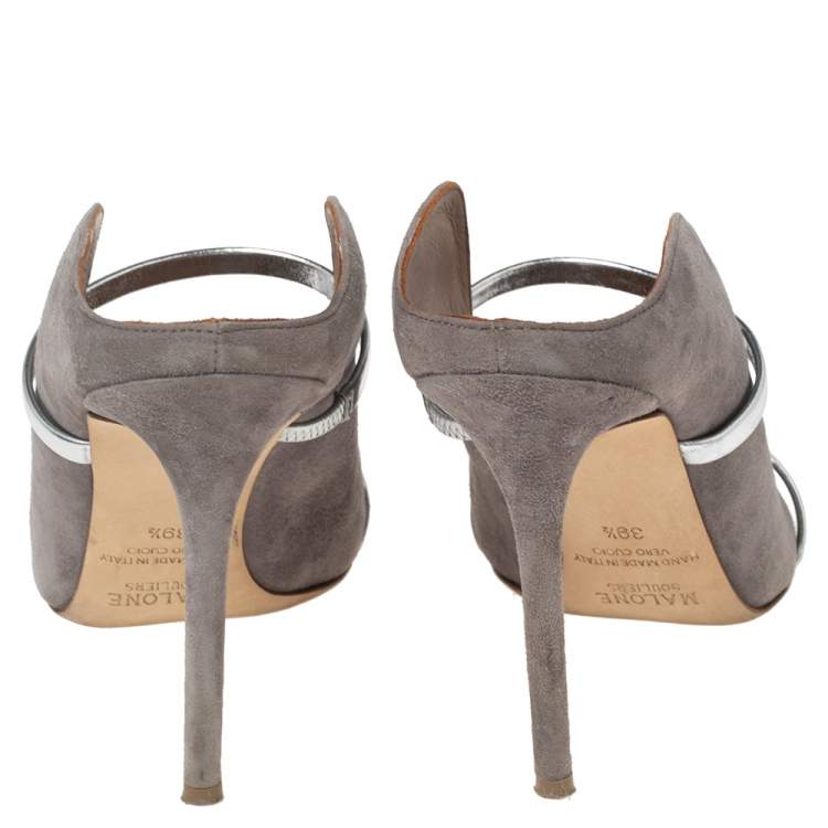 Pre Owned Malone Souliers Grey Suede Maureen Sandals Size 39.5