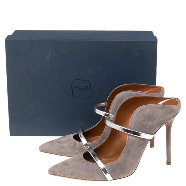 Pre Owned Malone Souliers Grey Suede Maureen Sandals Size 39.5