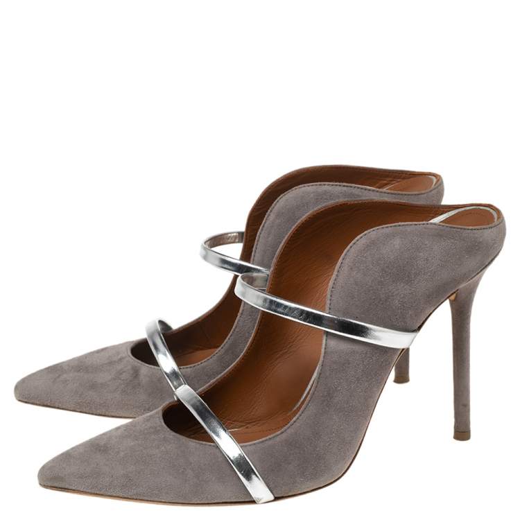 Pre Owned Malone Souliers Grey Suede Maureen Sandals Size 39.5