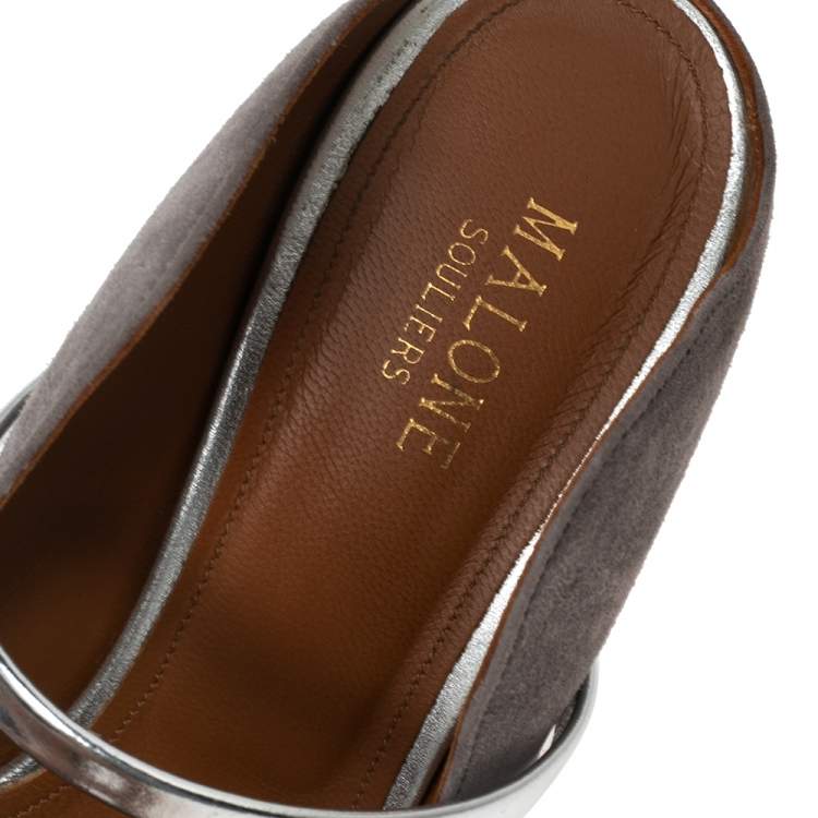 Pre Owned Malone Souliers Grey Suede Maureen Sandals Size 39.5