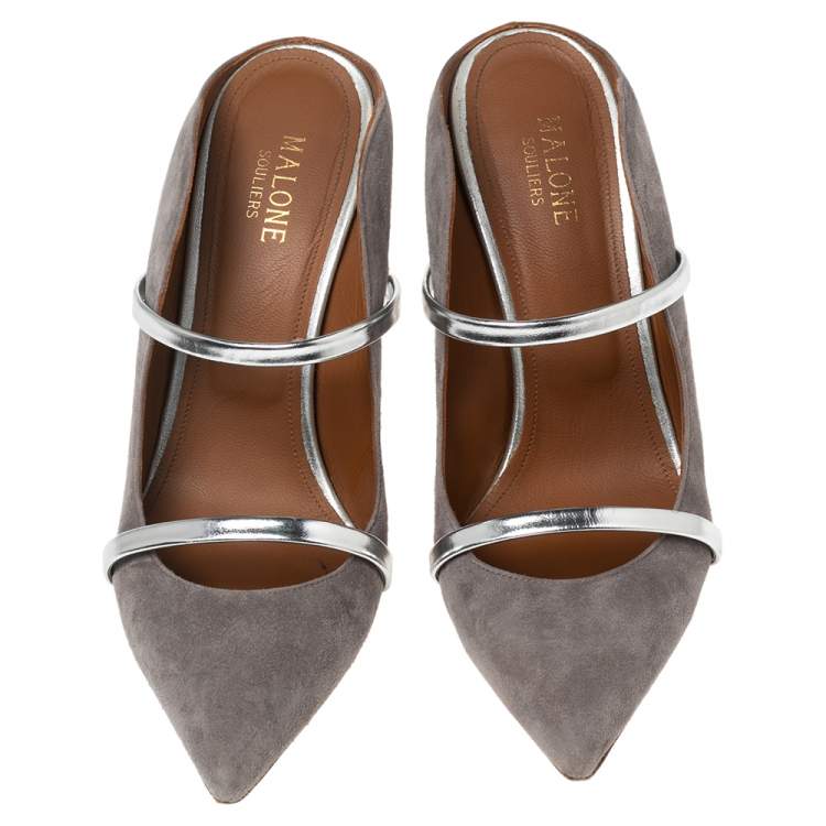 Pre Owned Malone Souliers Grey Suede Maureen Sandals Size 39.5