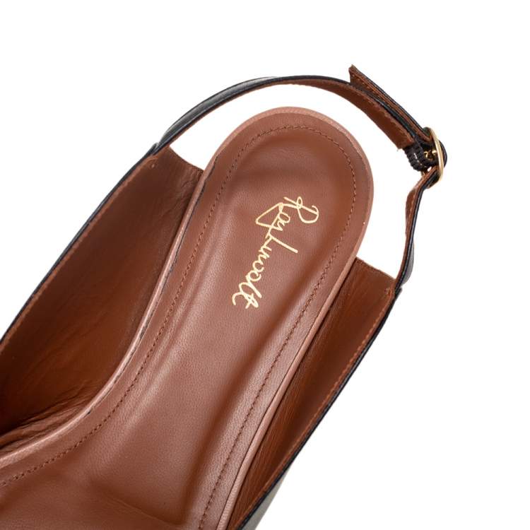Pre Owned Malone Souliers x Roy Luwolt Black Leather Marion Luwolt Flat Slingback Sandals Size 38.5