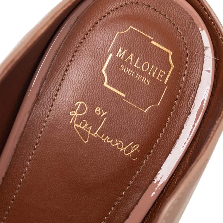 Pre Owned Malone Souliers Beige Leather Maureen Sandals Size 38