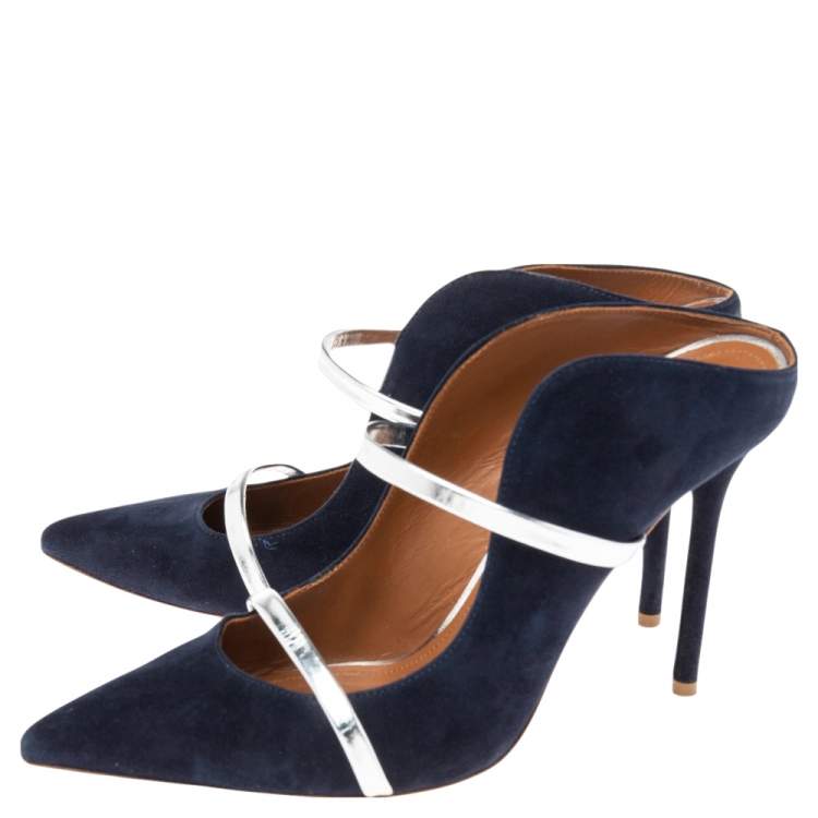 Pre Owned Malone Souliers Navy Blue Suede Maureen Pumps Size 40