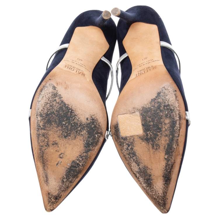 Pre Owned Malone Souliers Navy Blue Suede Maureen Pumps Size 40