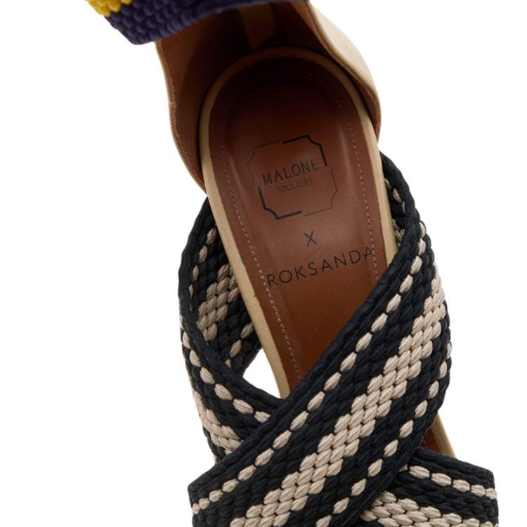 Pre Owned Malone Souliers x Roksanda Beige Leather And Elastic Dana Criss Cross Ankle Strap Pumps Size 39