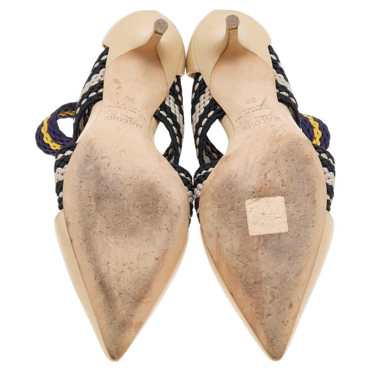 Pre Owned Malone Souliers x Roksanda Beige Leather And Elastic Dana Criss Cross Ankle Strap Pumps Size 39