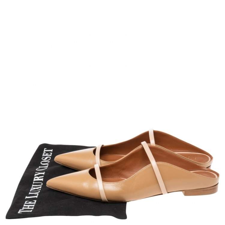 Pre Owned Malone Souliers Beige Leather  Maureen Flats Size 41