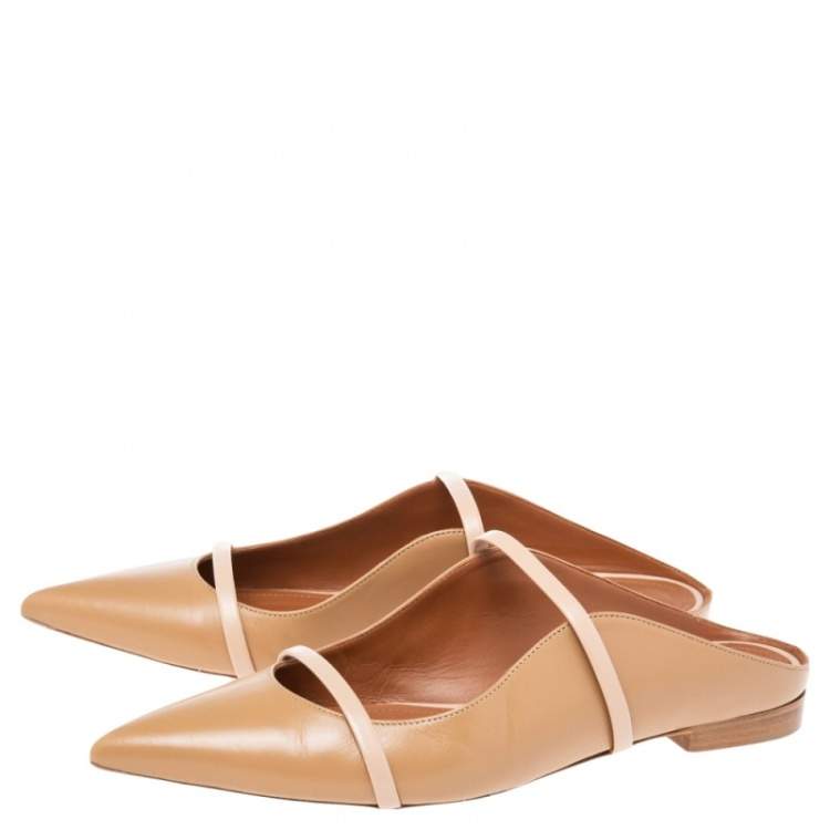 Pre Owned Malone Souliers Beige Leather  Maureen Flats Size 41