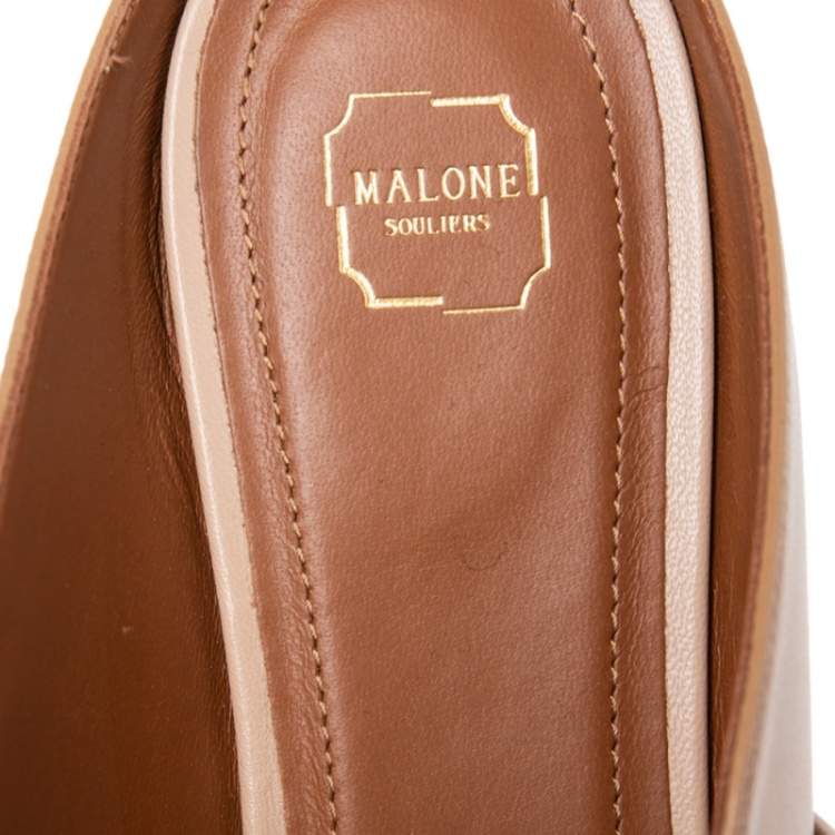 Pre Owned Malone Souliers Beige Leather  Maureen Flats Size 41