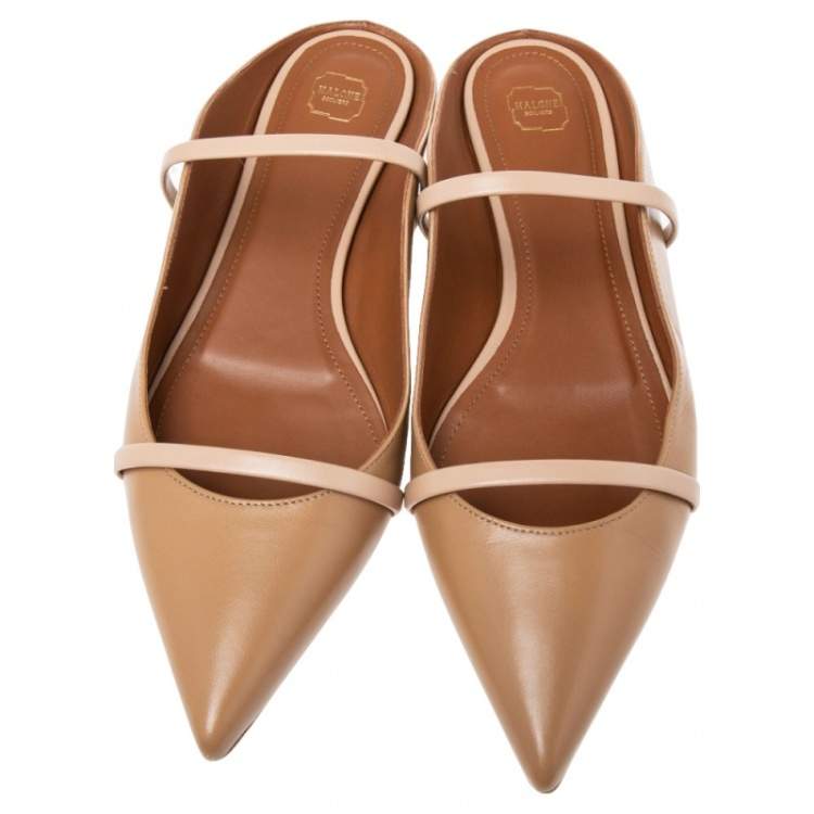 Pre Owned Malone Souliers Beige Leather  Maureen Flats Size 41
