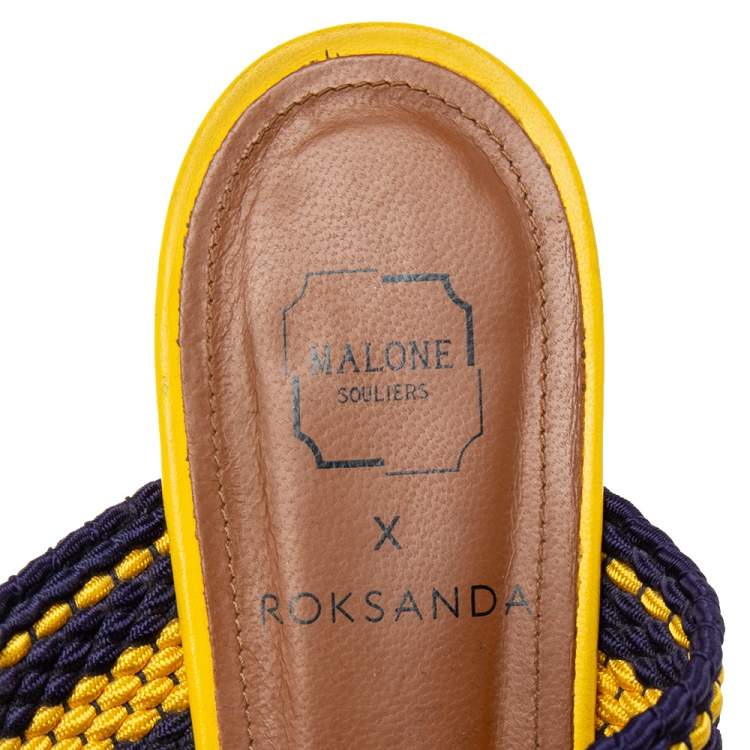 Pre Owned Malone Souliers x Roksanda Yellow Leather Hannah Pointed-Toe Flat Mules Size 40.5