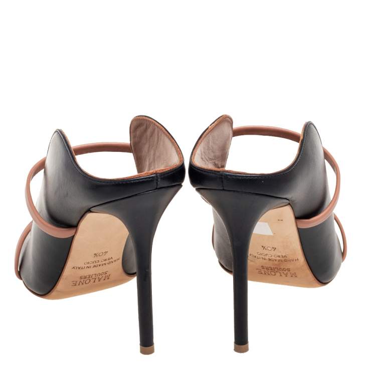 Pre Owned Malone Souliers Black Leather Maureen Pointed-Toe Mules Size 40.5