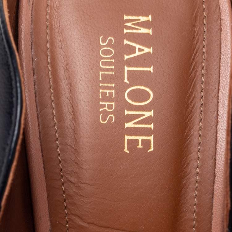 Pre Owned Malone Souliers Black Leather Maureen Pointed-Toe Mules Size 40.5