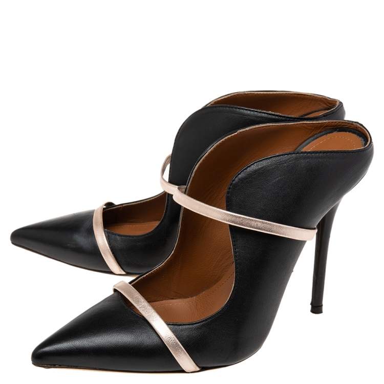 Pre Owned Malone Souliers Black Leather Maureen Mules Size 39