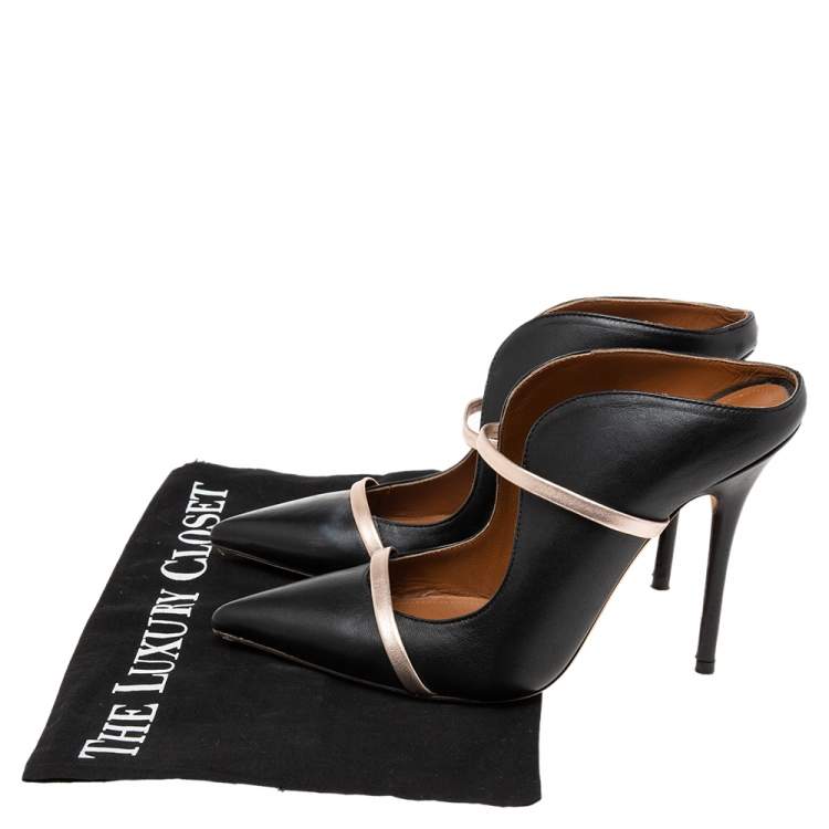 Pre Owned Malone Souliers Black Leather Maureen Mules Size 39