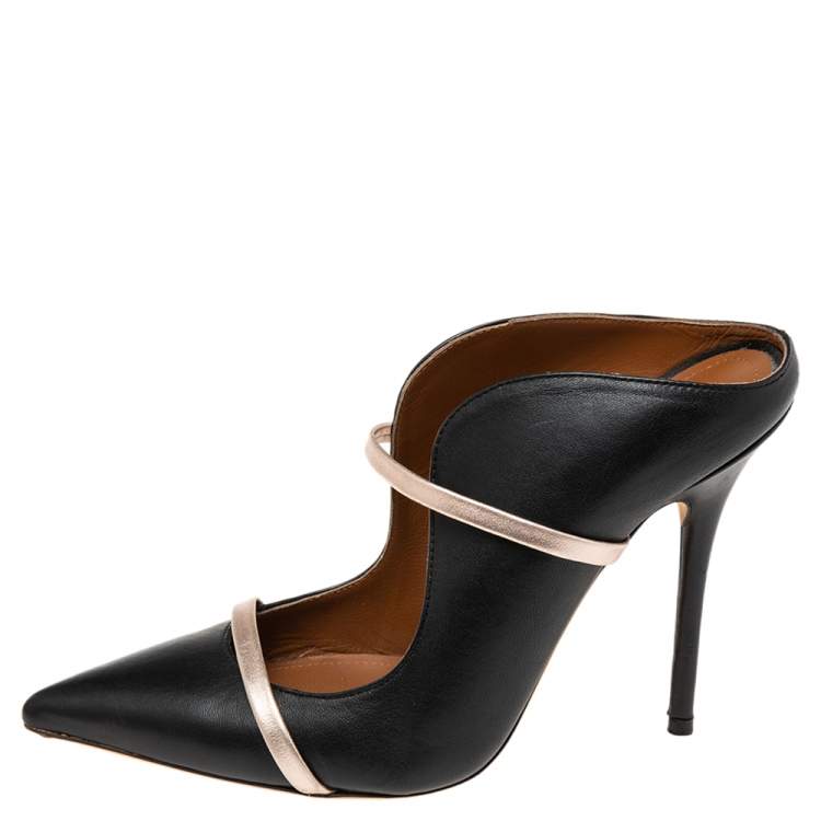 Pre Owned Malone Souliers Black Leather Maureen Mules Size 39