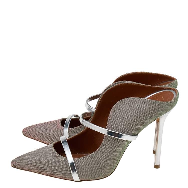 Pre Owned Malone Souliers by Ray Luwolt Multicolor Lurex Fabric Maureen Pointed Toe Mules Size 40