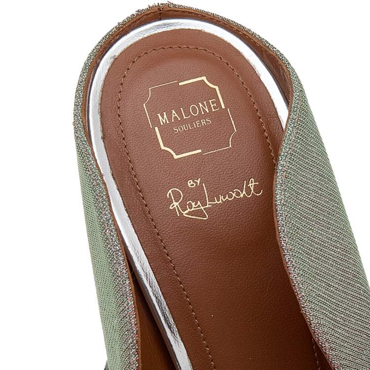 Pre Owned Malone Souliers by Ray Luwolt Multicolor Lurex Fabric Maureen Pointed Toe Mules Size 40