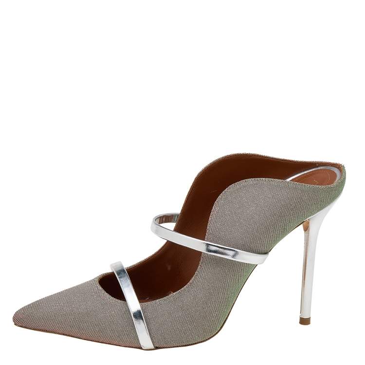 Pre Owned Malone Souliers by Ray Luwolt Multicolor Lurex Fabric Maureen Pointed Toe Mules Size 40