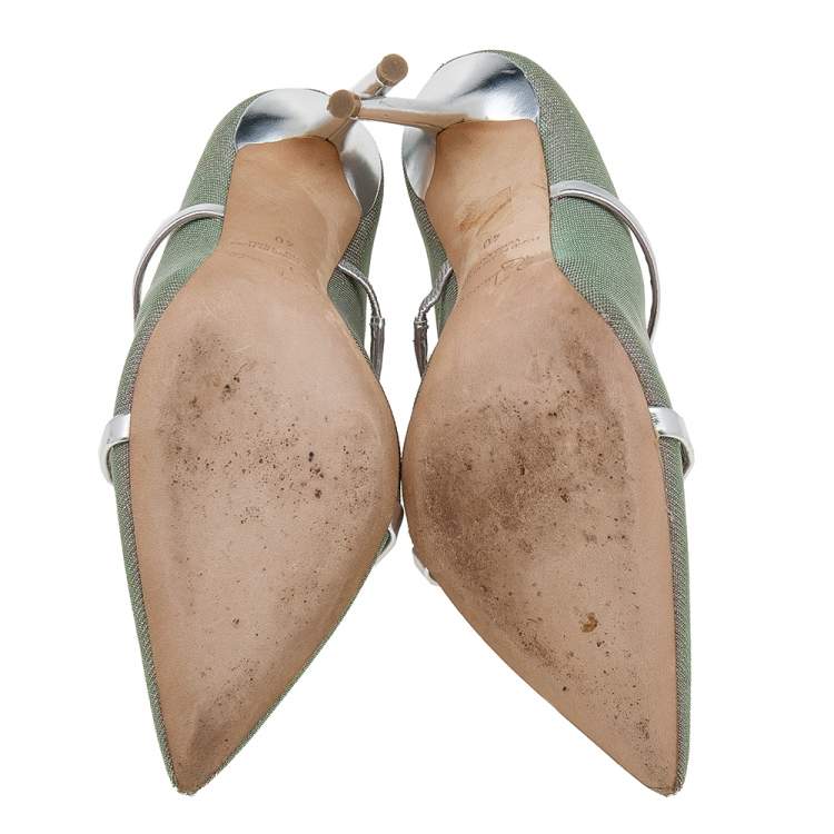 Pre Owned Malone Souliers by Ray Luwolt Multicolor Lurex Fabric Maureen Pointed Toe Mules Size 40