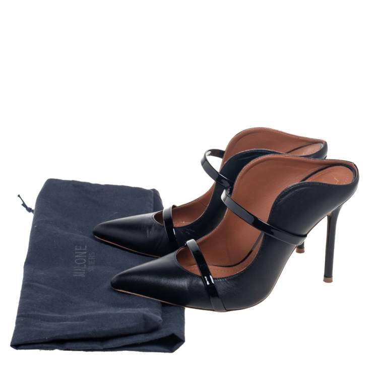 مملوكة مسبقًا Malone Souliers Black Patent and Leather Maureen Mules Size 36.5