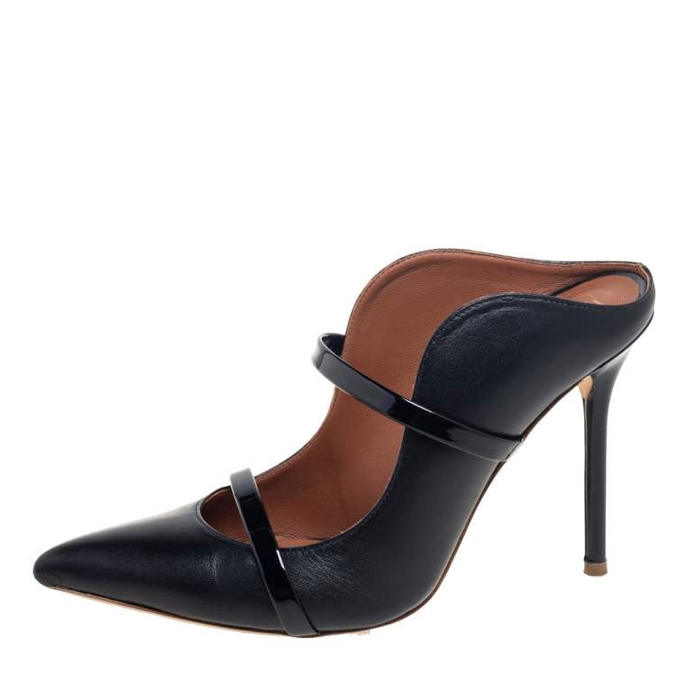مملوكة مسبقًا Malone Souliers Black Patent and Leather Maureen Mules Size 36.5