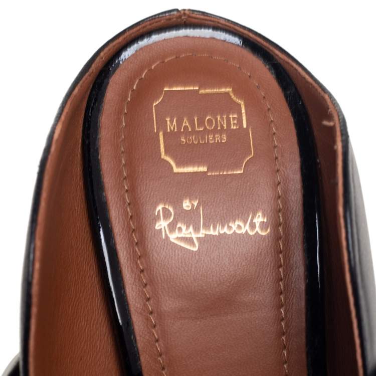 مملوكة مسبقًا Malone Souliers Black Patent and Leather Maureen Mules Size 36.5