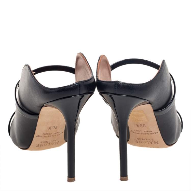 مملوكة مسبقًا Malone Souliers Black Patent and Leather Maureen Mules Size 36.5